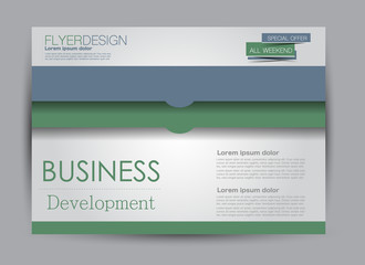 Flyer, brochure, billboard template design landscape orientation for education, presentation, website. Blue and green color. Editable vector illustration.