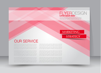 Red landscape wide flyer or brochure template. Billboard abstract background design. Business, education, presentation, advertisement concept. Vector illustration.