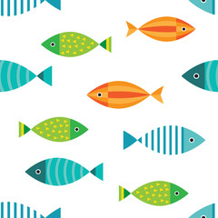 marine seamless pattern, fish