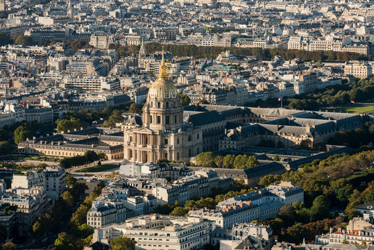 Aerial view on the Dome des Invalides, Paris, France