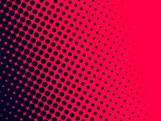 Gradient halftone dots in red background.