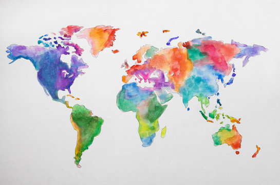 Fototapeta Continent world map against white background