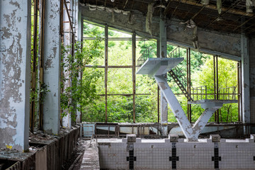 The Azure swimming pool located in Pripyat. Look and feel of the area surrounding the exclusion...