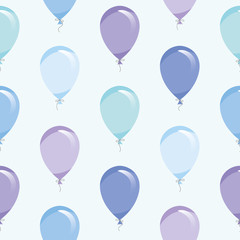 Blue air balloons seamless pattern background. For holidays, birthday, baby shower design.