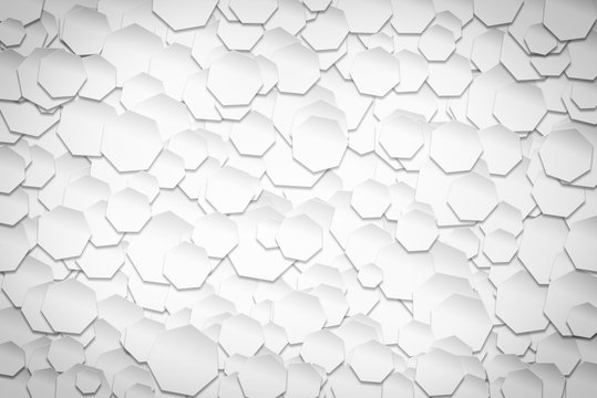 abstract 3D white heptagonal pattern background
