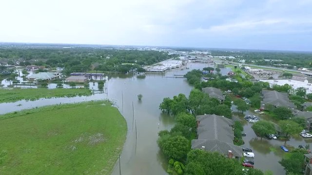 Flooded Houston city during Hurricane Harvey 