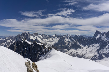 Fototapeta na wymiar The beautiful landscape of the Alps from the summit of the Aiguille du Midi.