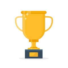 Gold trophy cup.Vector flat cartoon illustration icon.Isolated on white background. Business success,winner,victory concept