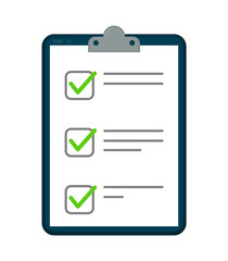 Clipboard with checklist icon. Vector flat cartoon illustration icon.Isolated on white background. Checklist  success concept