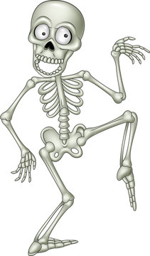 Cartoon funny human skeleton dancing