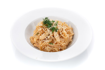Traditional Italian cuisine. Pasta with sesame seeds