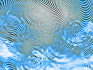 Beautiful seascape abstract halftone background with waves and swirls