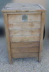 Old electric vintage wooden washing machine from end of 1950.