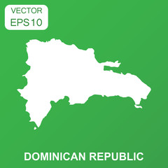 Dominican Republic map icon. Business concept Dominican Republic pictogram. Vector illustration on green background.
