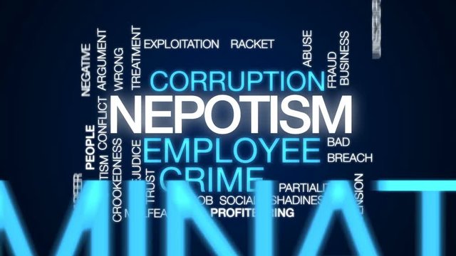 Nepotism animated word cloud, text design animation.