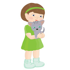 Девочка с котёнком