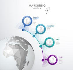 4p strategy business concept marketing infographic background