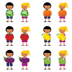 children holding vegetables item illustration