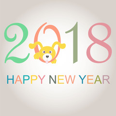 Colorful typography banner Happy New Year 2018, congratulation card on grey stock vector illustration