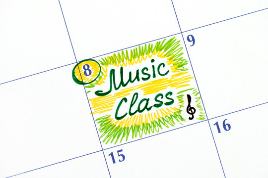 Reminder Music Class in calendar.