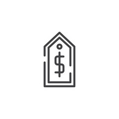 Price label line icon, outline vector sign, linear style pictogram isolated on white. Symbol, logo illustration. Editable stroke