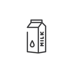 Milk paper box line icon, outline vector sign, linear style pictogram isolated on white. Symbol, logo illustration. Editable stroke