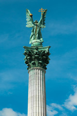 Fototapeta premium Column of Millennium monument at the Heroes Square in Budapest, Hungary
