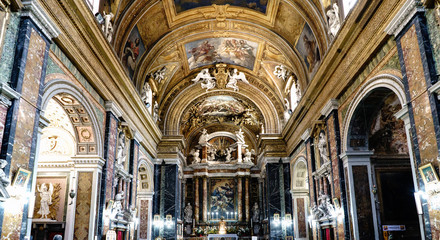 Rome, Lazio, Italy. May 22, 2017: View of the polychrome interior of the Catholic church called 