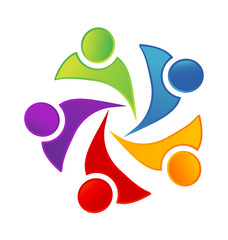 Teamwork activity kids and children working together, icon vector