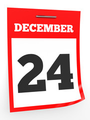 Fototapeta premium December 24. Calendar on white background.