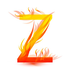 Letter Z in fire flame icon vector