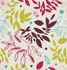 Elegant floral seamless pattern. Vector beauty background with leaves and branches