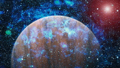 Universe scene with planets, stars and galaxies in outer space showing the beauty of space...