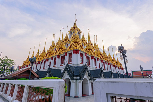 Golden pagoda in Wat Ratcha Nadda Temple 