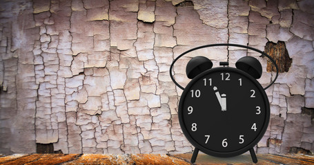 3d rendering of alarm clock with little minutes to twelve o'clock