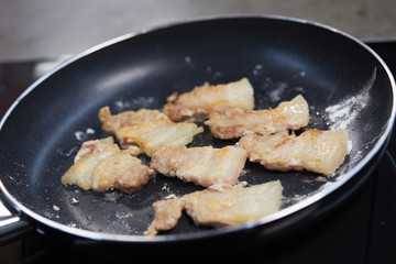 roast fatty pork slices of fat