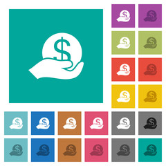 Save money square flat multi colored icons