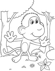 Cute Monkey Vector Illustration Art