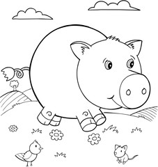 Cute Pig Vector Illustration Art