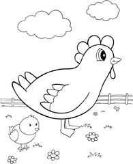 Cute Chicken Vector Illustration Art