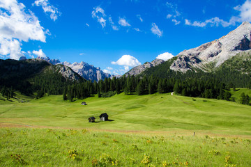 Prato Piazza, famous plateau in the Dolomites, in South Tyrol, Italy