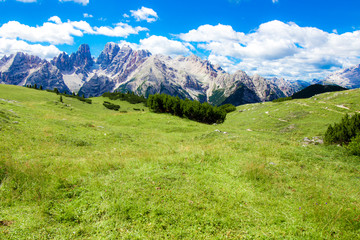 Fototapeta na wymiar Prato Piazza, famous plateau in the Dolomites, in South Tyrol, Italy