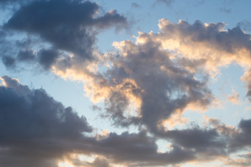 Photo of big beautiful blue clouds after sunset