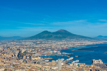 Naples (Campania, Italy) - The historic center of the biggest city of south Italy. Here in particular: the cityscape with Vesuvio mountain