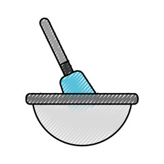 kitchen bowl with spatula utensil equipment for cooking vector illustration