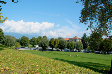 The ancient fortified walls of the city of Lucca, Tuscany