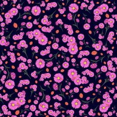 Beautiful violet daisy seamless pattern design