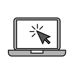 laptop technology arrow cursor point select vector illustration