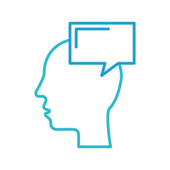 silhouette head human speech bubble communication vector illustration