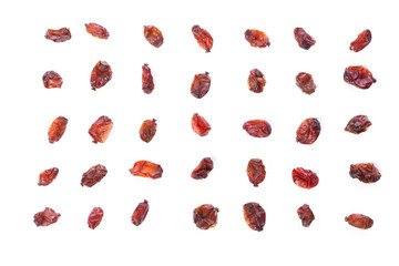 Dried raisins on a white background